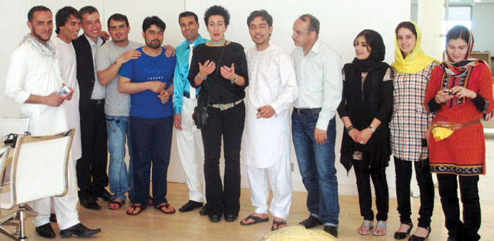 * DD Dewar, former head of art education at the MIA, with students and teachers from the Turquoise Mountain Institute.