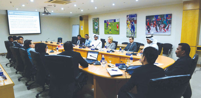 Qatar Stars League delegation during their meeting with Asian Football Confederation officials at the AFC's headquarters in Kuala Lumpur, Malaysia, re