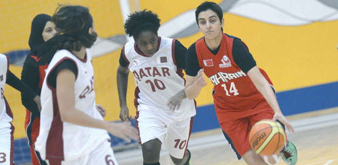 Action from the basketball final between Bahrain and Qatar.