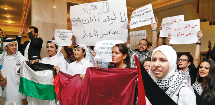 Some the participants at the solidarity event held at the Palestinian embassy.