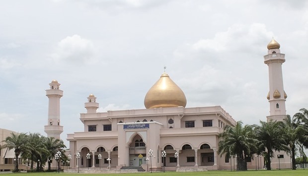 GRAND:  The palatial office of the Sheikhul Islam in the suburbs of Bangkok.  Photo by the author
