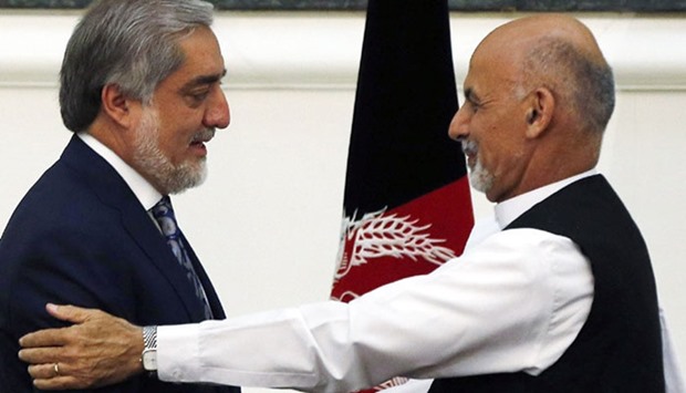 President Ashraf Ghani (right) with  chief executive Abdullah Abdullah.