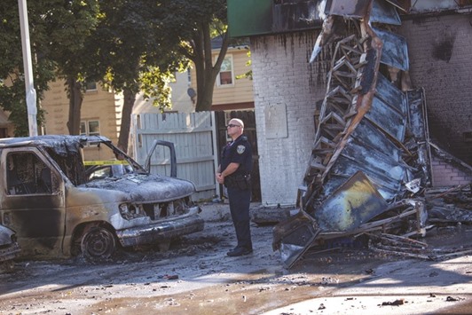 A gas station after rioters clashed with the Milwaukee police department in Wisconsin.