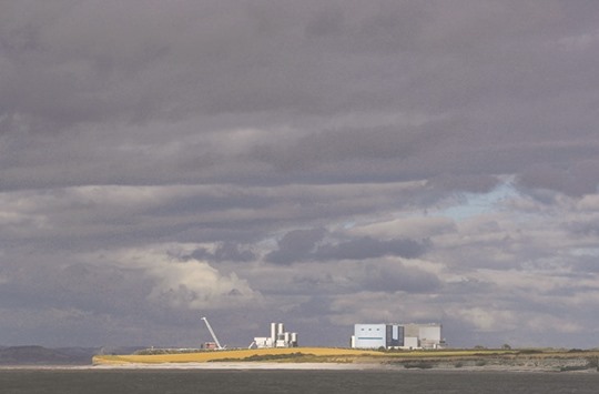 Hinkley Point A and B nuclear power stations are seen near Bridgewater in Britain.