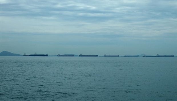 Tankers are pictured in the Strait of Singapore in this file photo.