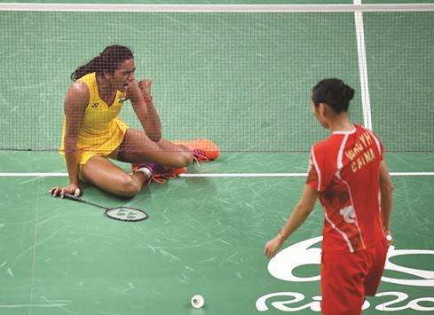 Indiau2019s PV Sindhu is overjoyed after winning her semi-final against Chinau2019s Wang Yihan. (AFP)