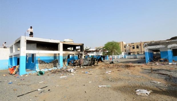 A view of a hospital operated by Doctors Without Borders (MSF) in Abs, in the rebel-held northern province of Hajja, a day after the hospital was allegedly hit by an air strike by the Saudi-led coalition.
