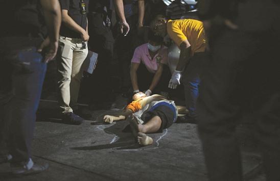 A recent photo shows the body of a man, shot dead by unidentified gunmen, lying on the ground in Manila.