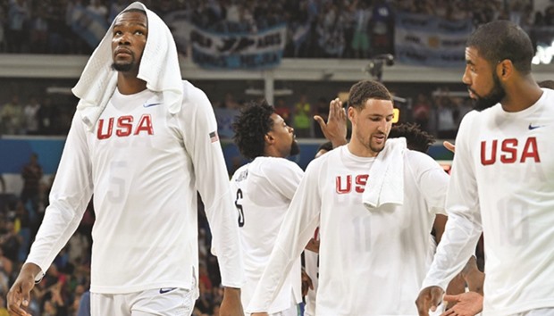 USAu2019s guard Kevin Durant (left) and teammate Klay Thompson will be key figures when the NBA stars face Serbia for the gold medal.