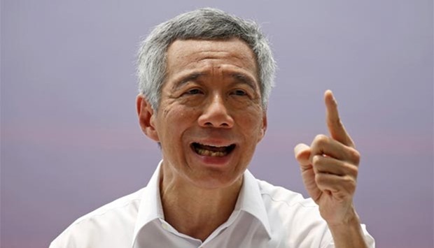 Lee Hsien Loong pictured during a lunchtime rally in Singapore in September last year.