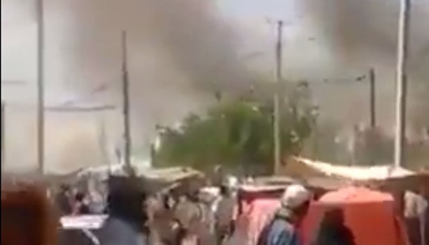 ,There were two huge bombs. The first one was a truck bomb, followed a minute or so (later) by another car bomb. My brother was injured at the scene,, Halima Ismail, a local resident, said. Picture shows an image grab from a video posted in social media, taken just after the blast