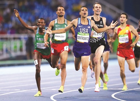 Matthew Centrowitz (foreground) of USA wins the menu2019s 1500m final in Rio de Janeiro on Saturday. (Reuters)