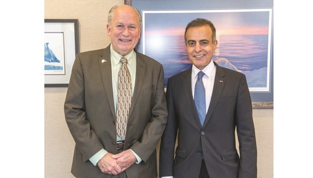 Qataru2019s ambassador to the United States Mohamed Jaham al-Kuwari with Governor of Alaska Bill Walker in Washington.