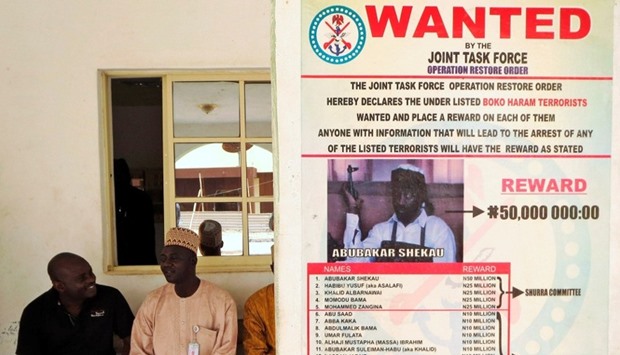 A poster advertising for the search of Boko Haram leader Abubakar Shekau