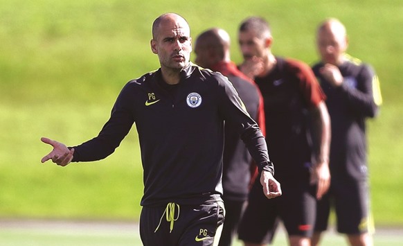 Manchester City manager Pep Guardiola during training.