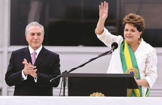A January 1, 2011, file photo of Brazilian President Dilma Rousseff and then-vice president Michel Temer in Brasilia.