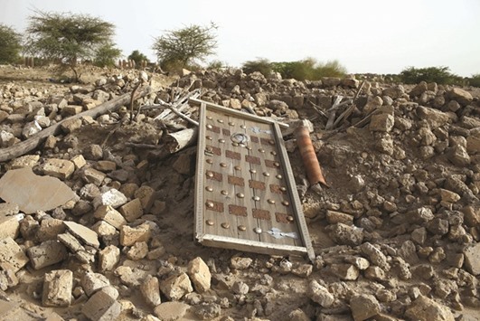 The rubble of an ancient mausoleum destroyed by militants is seen in Timbuktu in this 2013 file picture.