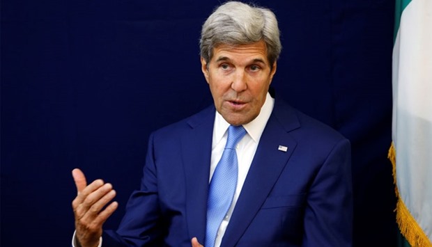 US Secretary of State John Kerry speaks during an event to promote the Science, Technology, Engineering and Math educational program for girls in Abuja, Nigeria.