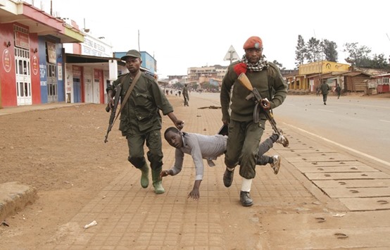 Congolese soldiers arrest a civilian protesting against the governmentu2019s failure to stop the killings and inter-ethnic tensions in the town of Butembo, in North Kivu province.