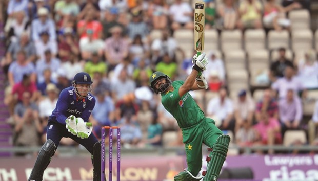 Pakistanu2019s Azhar Ali plays a shot against England at The Ageas Bowl cricket ground in Southampton yesterday.