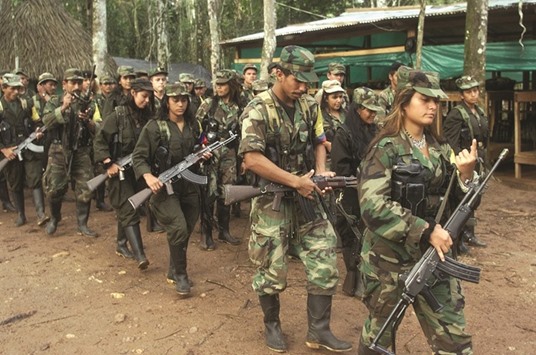 Marxist Farc in a camp deep in the jungles of southern Colombia.