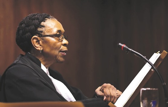 Judge Masipa reading her verdict during the state appeal hearing at the high court in Johannesburg.