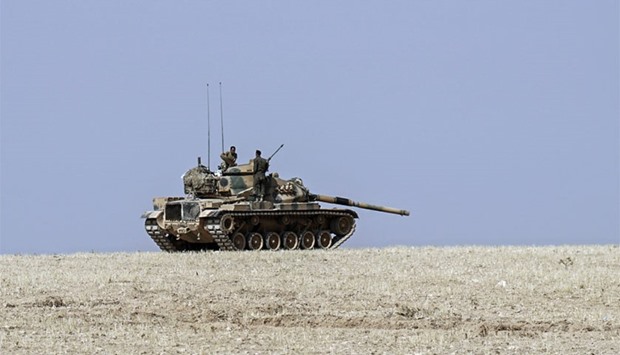 A Turkish army tank at Karkamis, Turkey