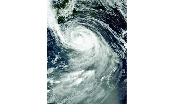 This Nasa satellite image shows typhoon Lionrock (12W) off Japan.