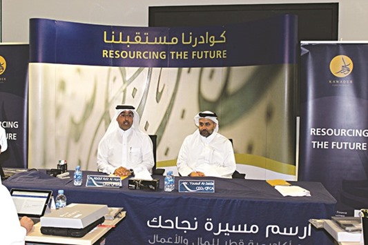 Dr Abdulaziz al-Horr and Yousuf Mohamed al-Jaida during the launching of u2018Kawaderu2019 programme.