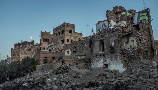 The wreckage of a home hit by a coalition airstrike in Sanaa's Old City, a UNESCO World Heritage site