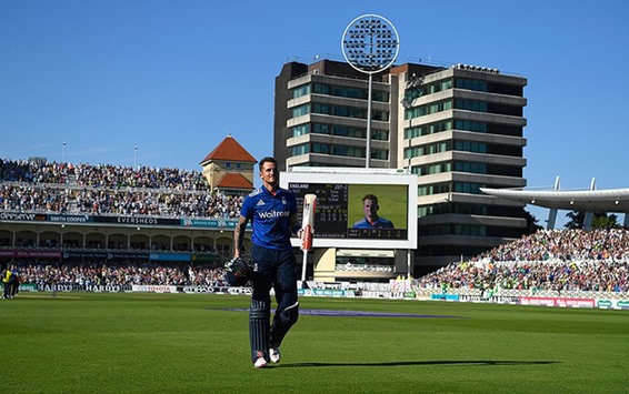 Alex Hales departs for an England record of 171 runs.