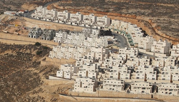 A view shows a construction site in the West Bank Jewish settlement