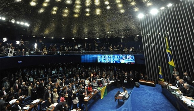 Senate's plenary session taken during the impeachment vote against suspendend President Dilma Rousseff