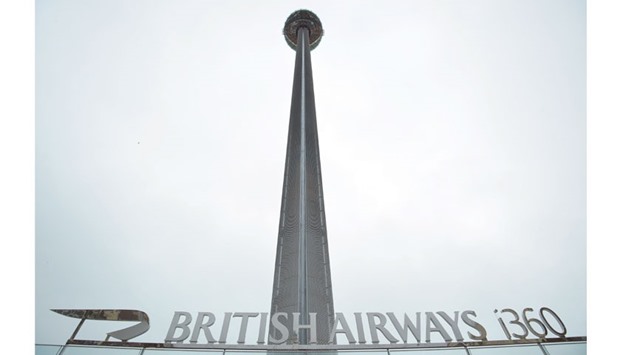 The British Airways i360 Observation Tower is pictured during a preview in Brighton.