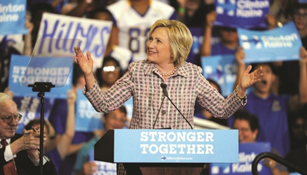 US Democratic Presidential candidate Hillary Clinton speaking during a campaign rally  in Omaha, Nebraska. Clinton has a long list of good proposals for helping average working people, but none of them will go anywhere if Washington stays the same and the economic game remains rigged.