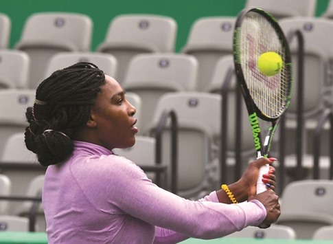 US Serena Williams trains at the Olympic Tennis Centre in Rio de Janeiro, Brazil ahead of the Rio 2016 Olympic Games.