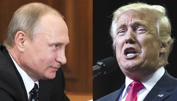 Russian President Vladimir Putin, right, Republican presidential nominee Donald Trump