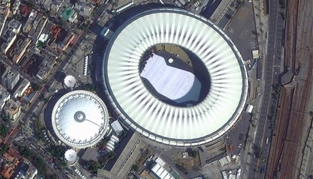 A satellite photo provided by DigitalGlobe shows the Maracana Olympic Stadium in Rio de Janeiro.