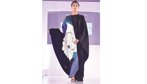 A Du2019Oro design showcased by a model at London Arabia Art and Fashion Week.
