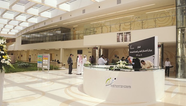 The reception lobby of the recently-opened Umm Salal health centre.