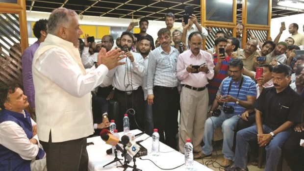 Minister of State for External Affair V K Singh addresses a meeting at in a labour camp near Jeddah.
