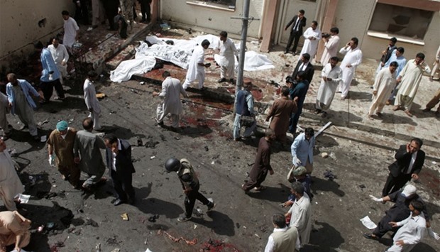 An overview of the scene of a bomb blast outside a hospital in Quetta, Pakistan. REUTERS