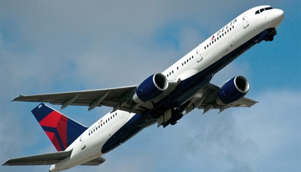 A Delta Airlines jet takes off