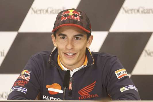 Marc Marquez of Spain (Repsol Honda) attends a press conference ahead of the Austrian Grand Prix in Spielberg, Austria.