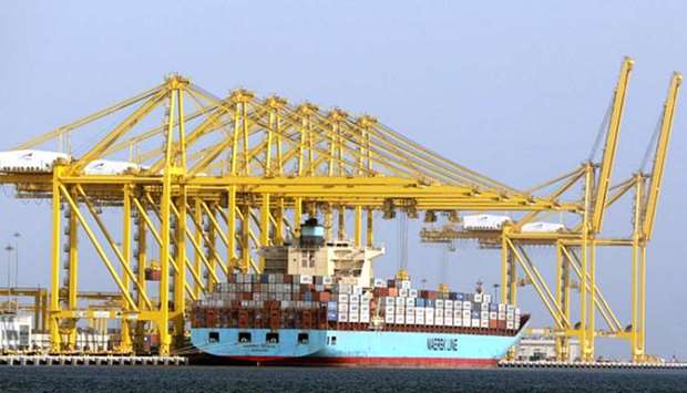 The Maersk Taurus arrives at Hamad Port. PICTURE: Mwani Qatar Twitter account