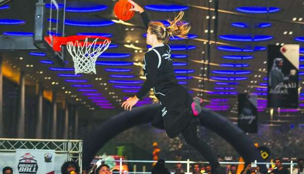 Dunking Devils performing with their star female member.