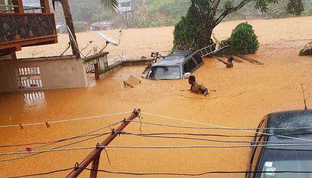 Flooded streets in Regent near Freetown
