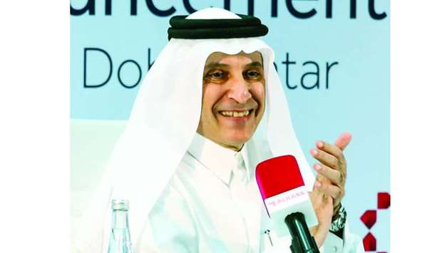 Qatar Airways Chief Executive Officer Akbar al-Baker speaking at the press conference