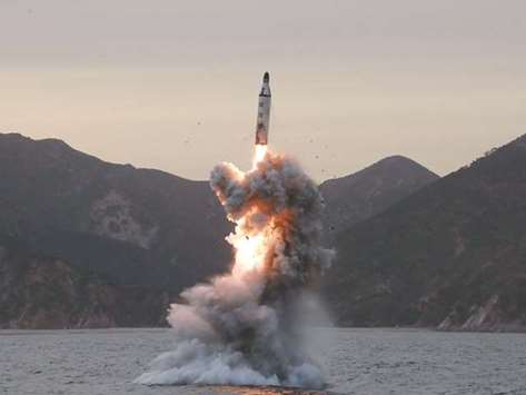 An u2018underwater test-fire of strategic submarine ballistic missileu2019 conducted at an undisclosed location in North Korea.