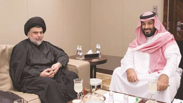 Saudi Crown Prince Mohamed bin Salman welcomed Muqtada al-Sadr in Jeddah on July 30. Photo: Reuters File